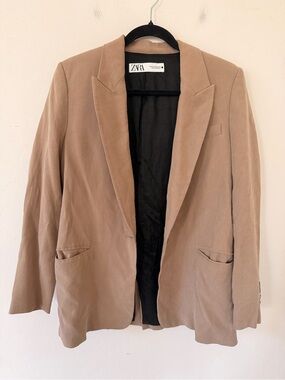 Zara Single Button Beige Blazer Size XS